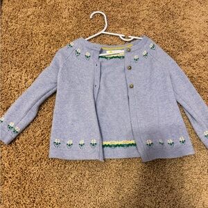 Mini Boden Blue Cardigan with Floral Accents